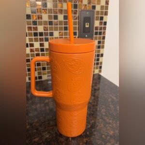 30 Ounce Acrylic Double Wall Embossed Pumpkin Tumbler with Straw and Handle